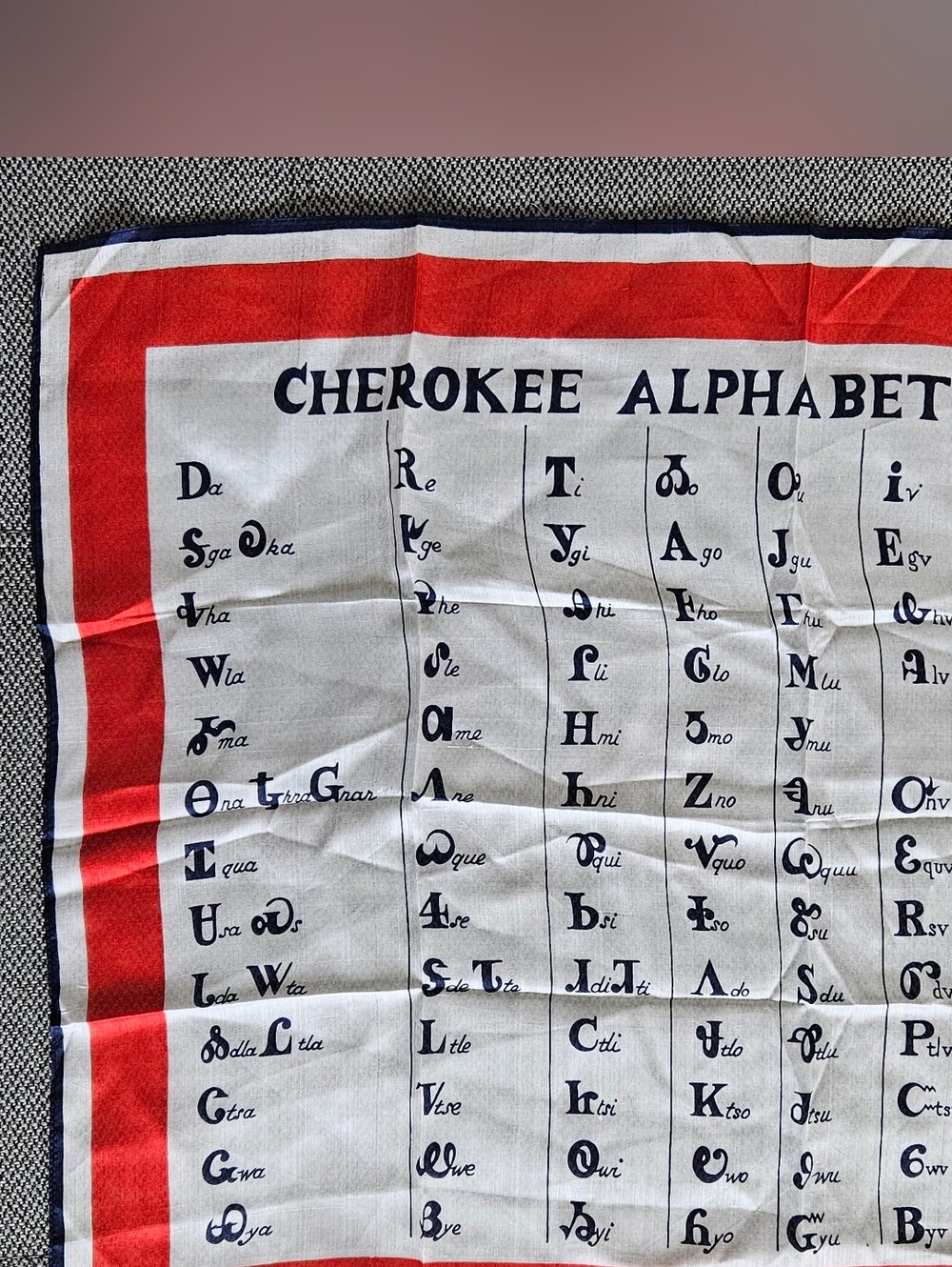Vintage 1967 Frankie Welch Cherokee Alphabet Silk Scaef